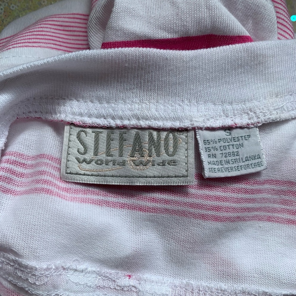 Stefano Pink & White Stripe Muscle Tee / Tank - Picture 3 of 4